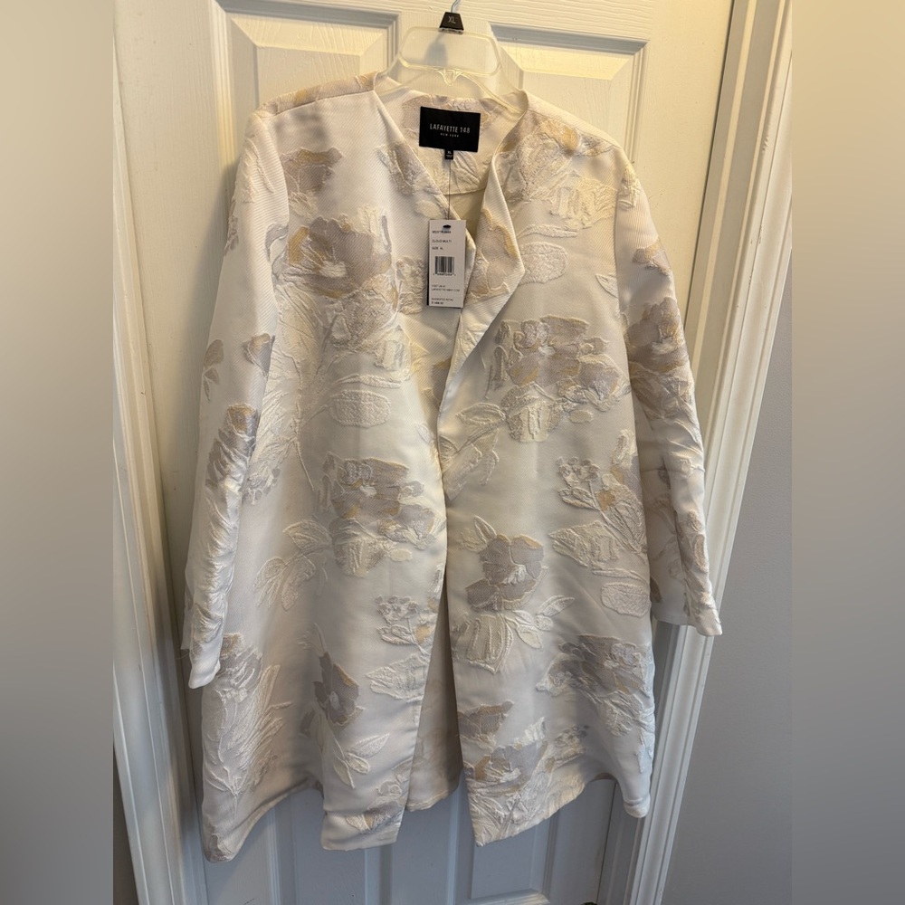 Lafayette 148 Jacquard Topper Coat, XL, Cloud Multi, NWT - Picture 9 of 9